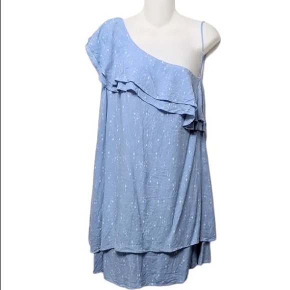 Charles Henry One Shoulder Diamond Dots light Blue Dress, Size M - Picture 3 of 16